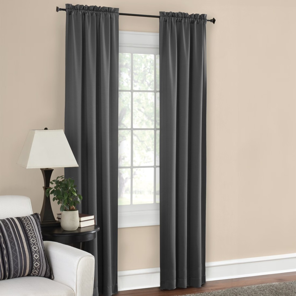 X Home Decor - Solid Charcoal Gray Blackout Curtain Panel