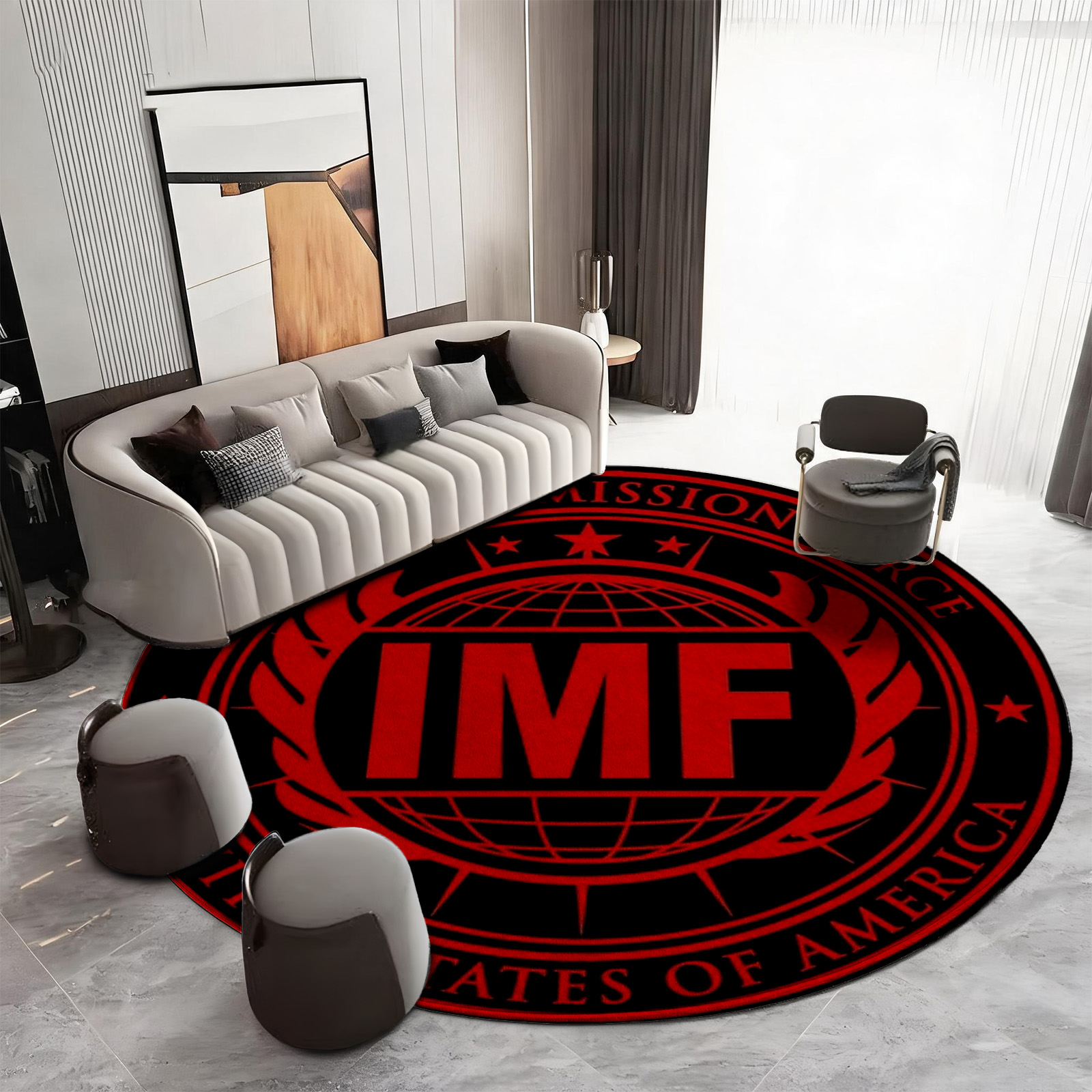 Home Decor Logo Design - Round Circular Area Rug Mat Floor