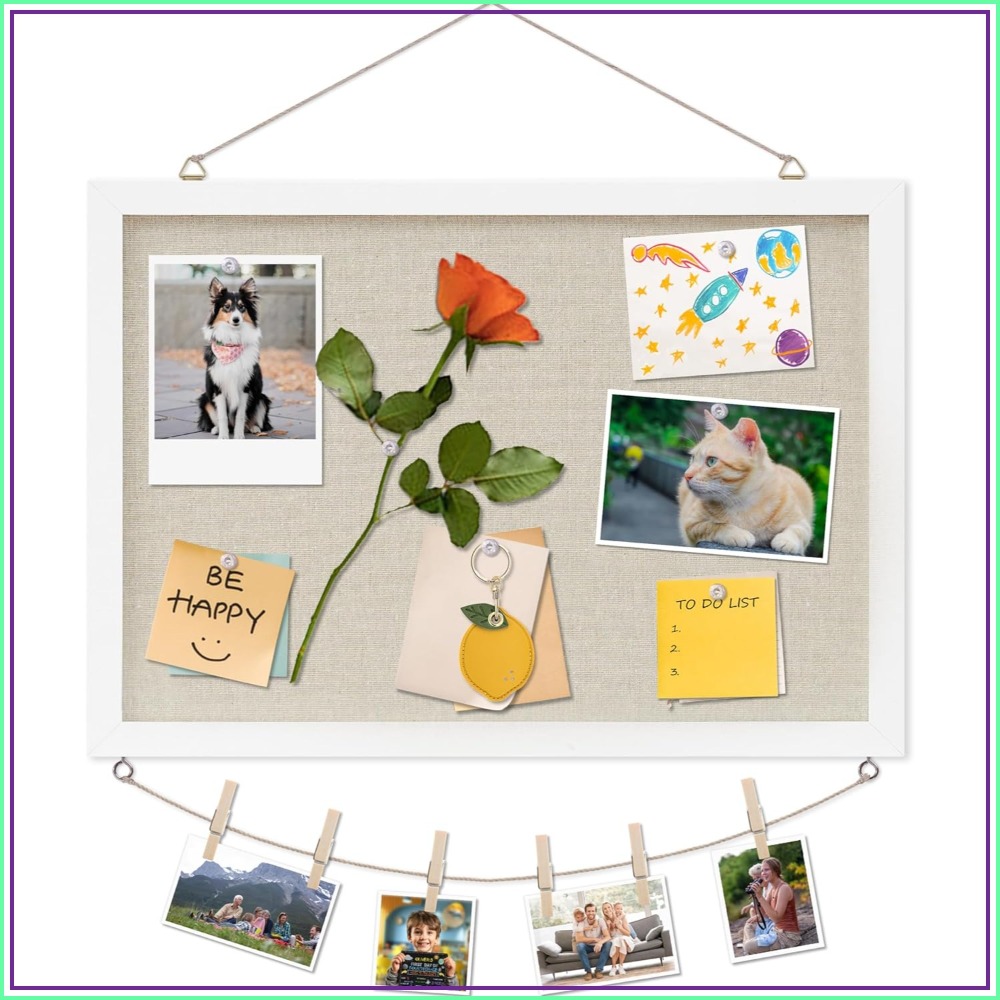 Home Decor Vision Board - Linen White Cork Board 17x12in, Hanging