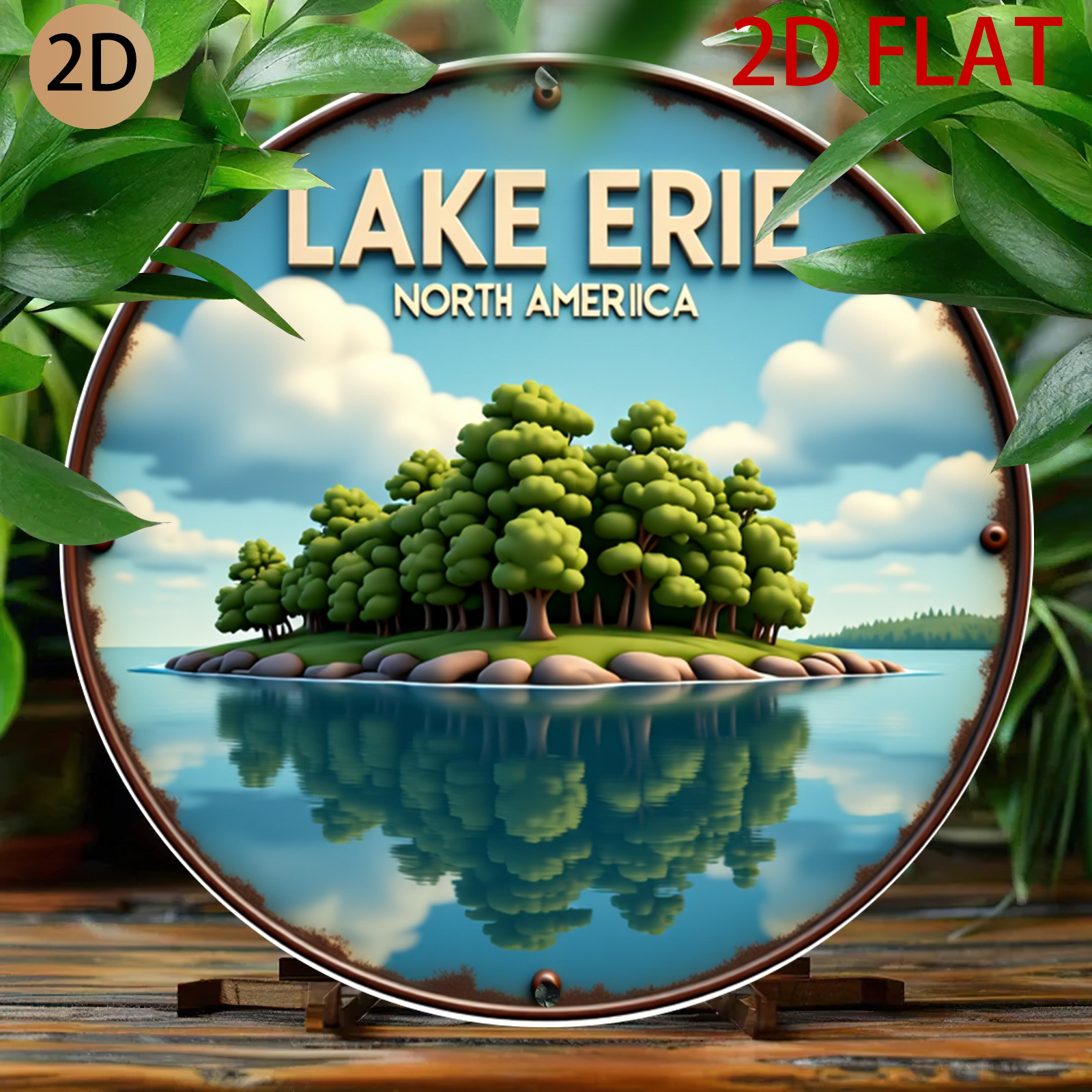 Home Decor Logo Design - 2D Flat Circular Lake Erie Logo