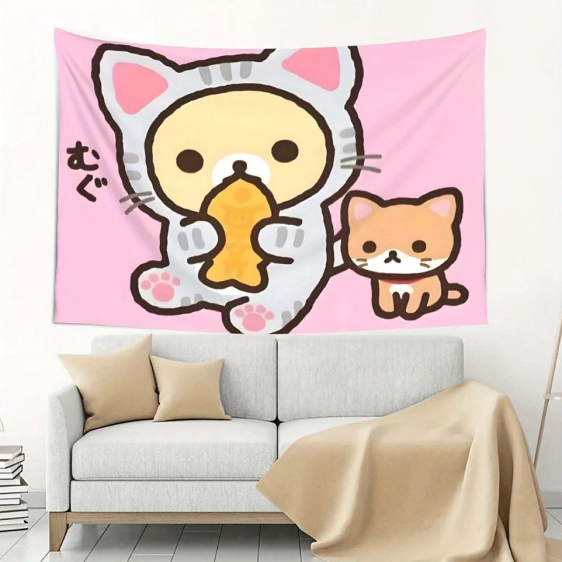 Aesthetic Tapestry - VIKAMA Kawaii Panda Wall Tapestry, Japanese