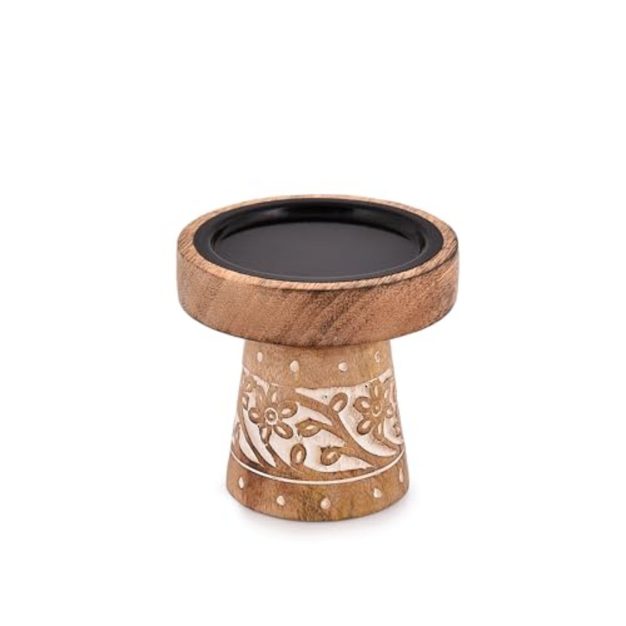 X Home Decor - Mango Wood Candle Holders, Wood Candlesticks