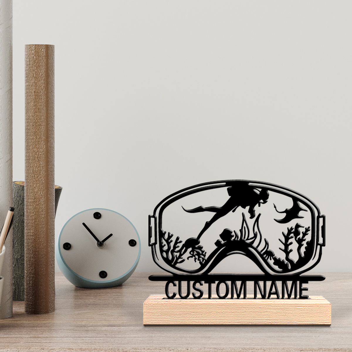 Home Decor For Wedding - 1pc Cute Personalized Custom Diving Wooden