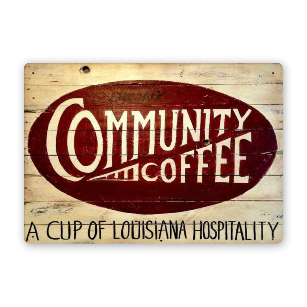 Home Decor New Orleans - Tin Sign Community Coffee Kitchen New