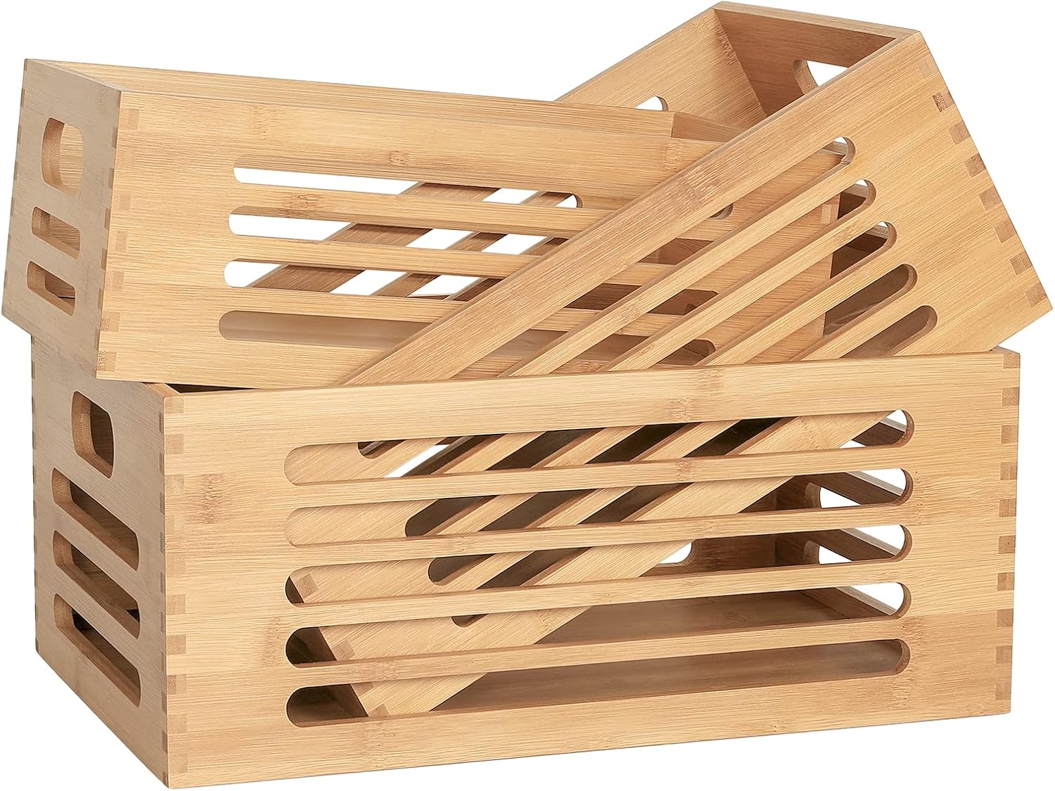 Home Decor Free Images - 3PCS Bamboo Wood Storage Bins -