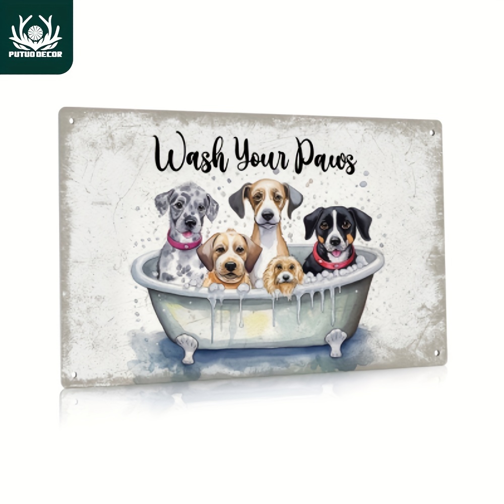 X Home Decor - 1Pc, Dog Metal Sign, Vintage Tin