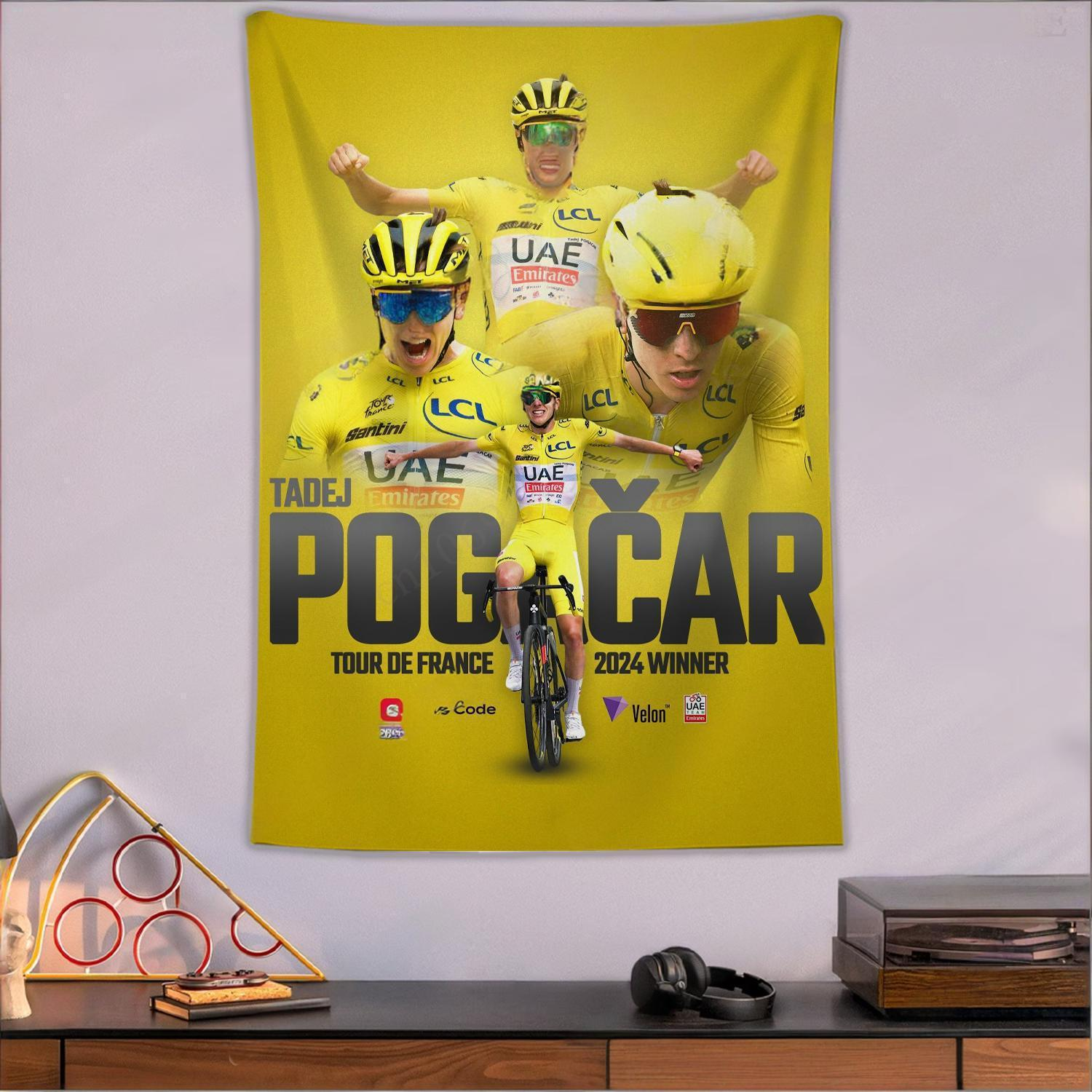 Aesthetic Tapestry - Tadej Pogacar Tapestry Bicycle Poster Wall