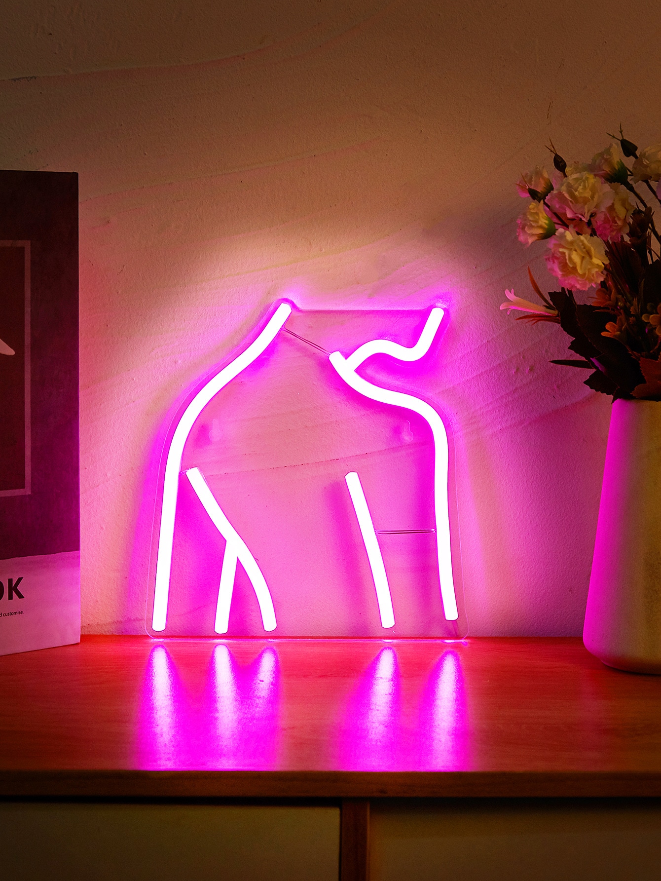 Home Decor For Wedding - 1 Pack Pink Lady Silhouette LED