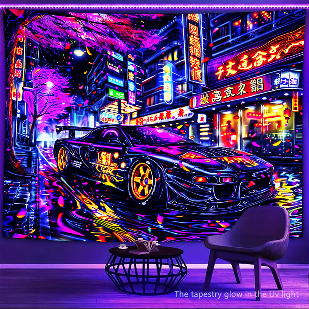 Aesthetic Tapestry - Racing UV Blacklight Fluoresce Tapestry Room