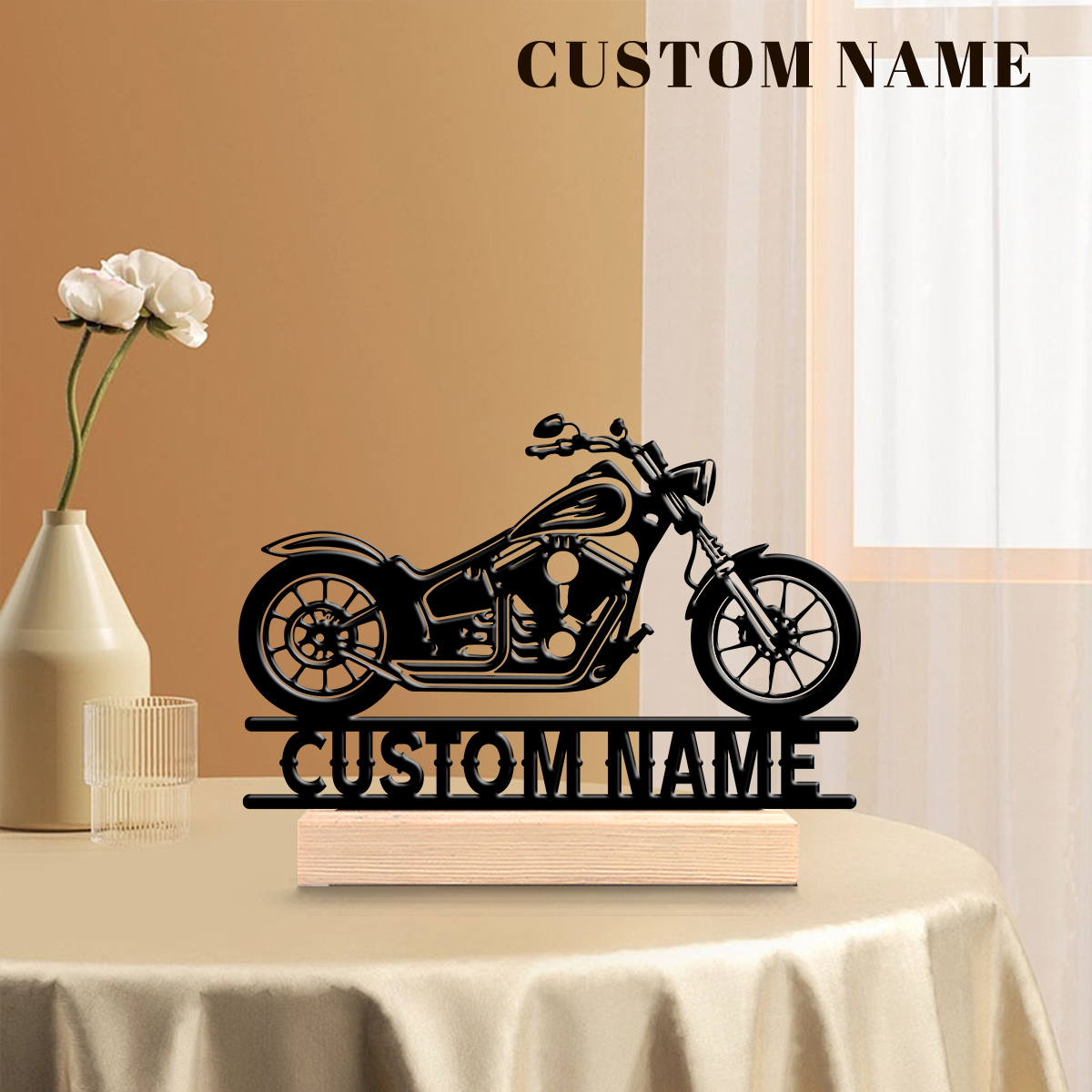 Home Decor For Wedding - 1Pc Csutom Name Road Motorbike Wooden