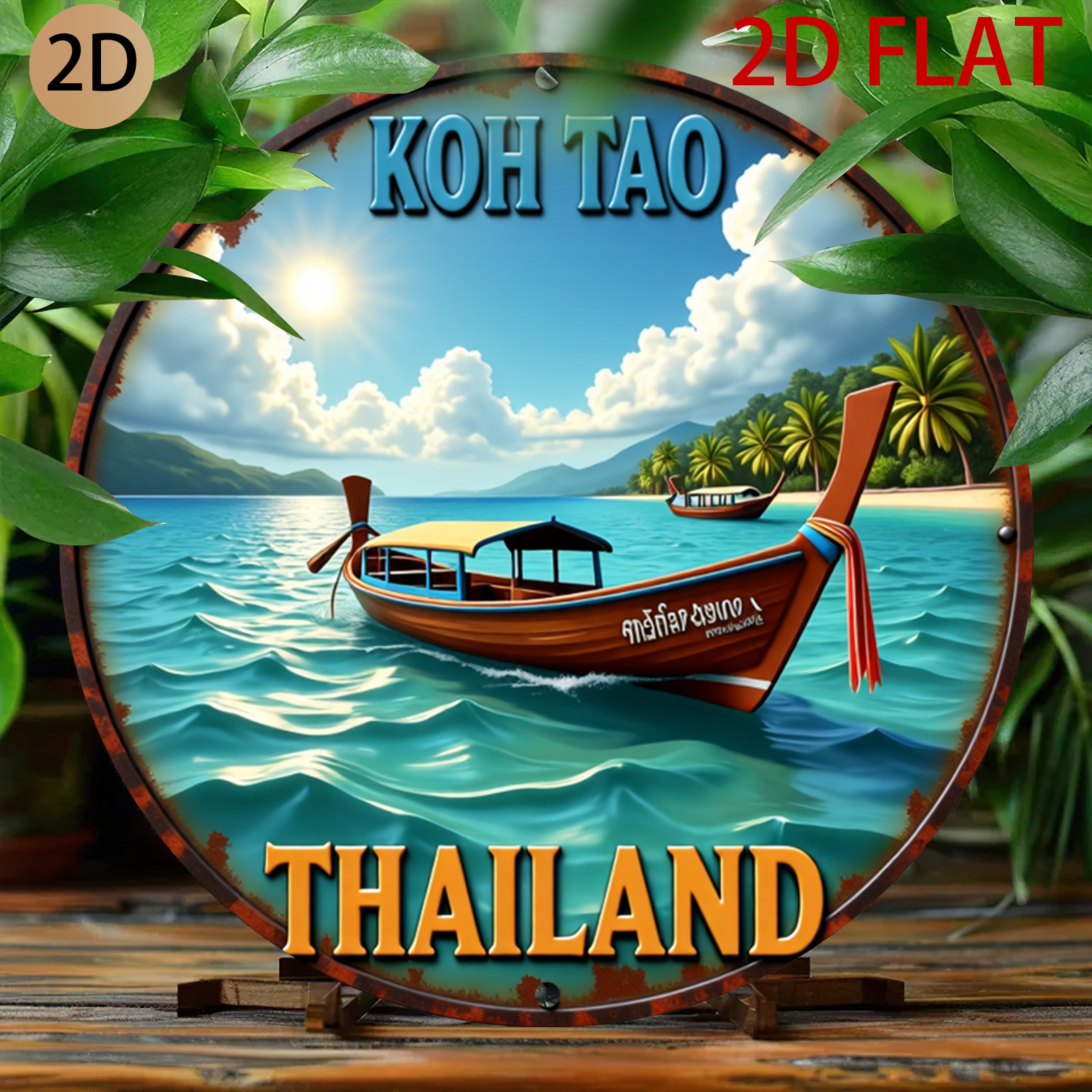 2D Flat Circular Koh Tao Thail - Home Decor Logo Design recension och pris