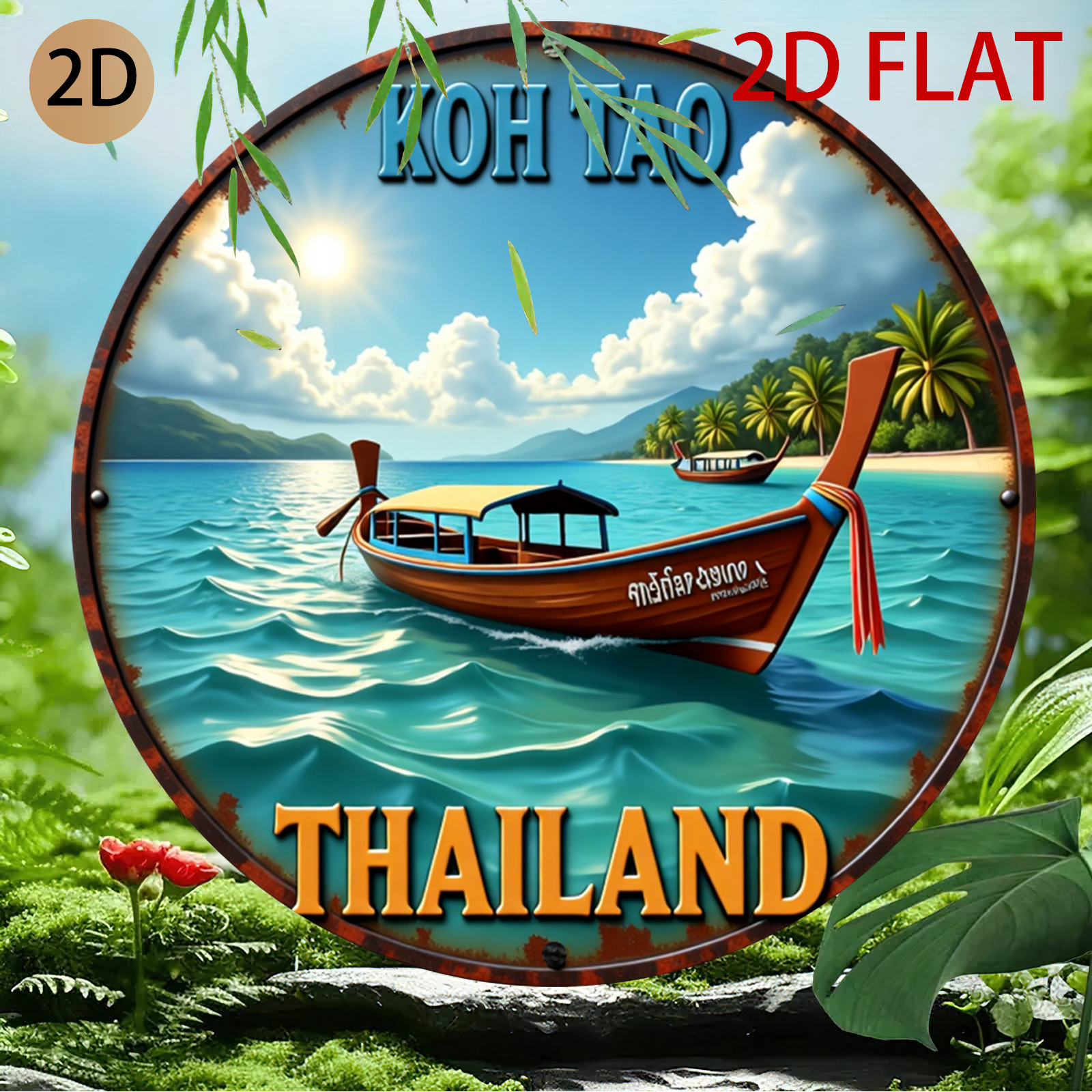 2D Flat Circular Koh Tao Thail - Home Decor Logo Design recension och pris