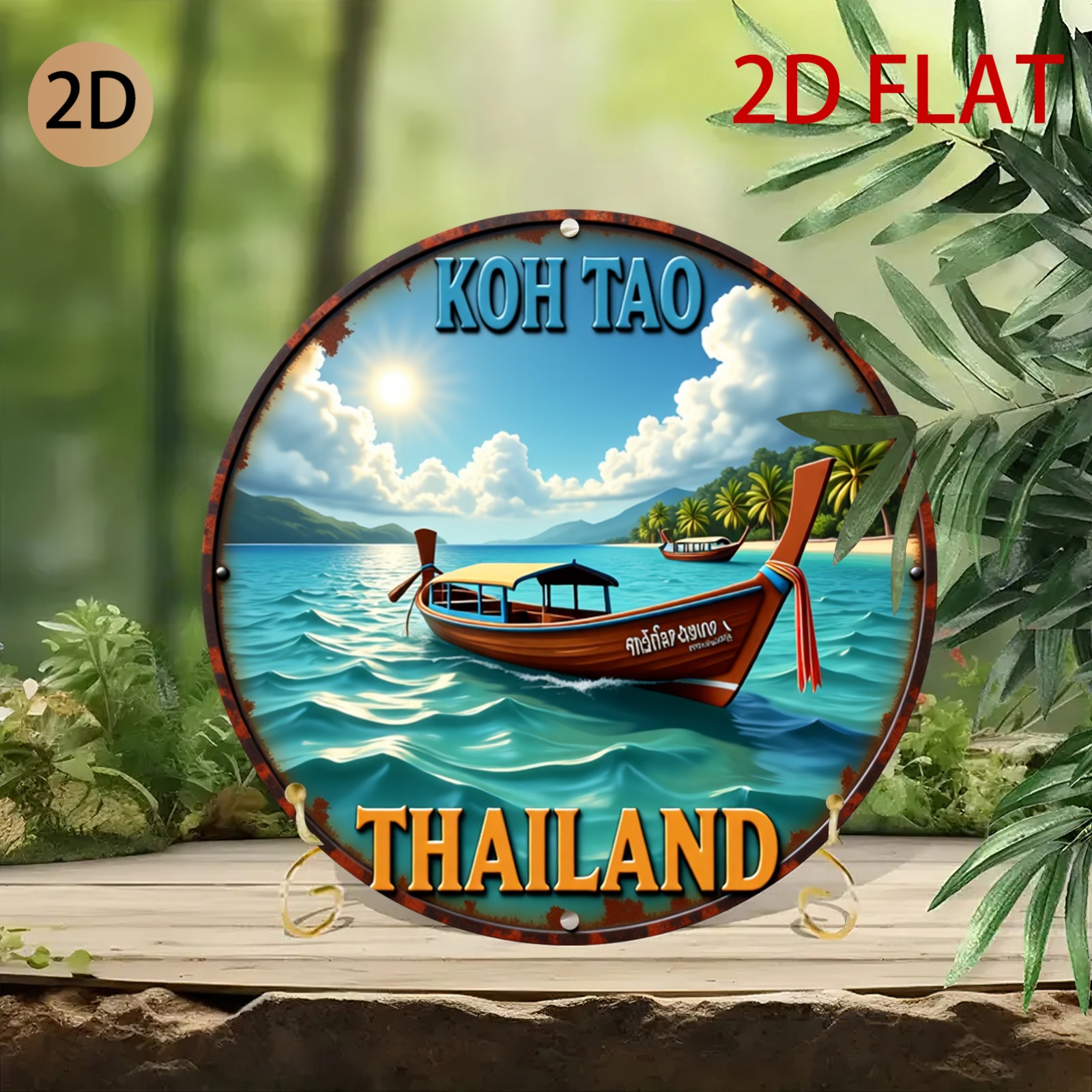 2D Flat Circular Koh Tao Thail - Home Decor Logo Design recension och pris