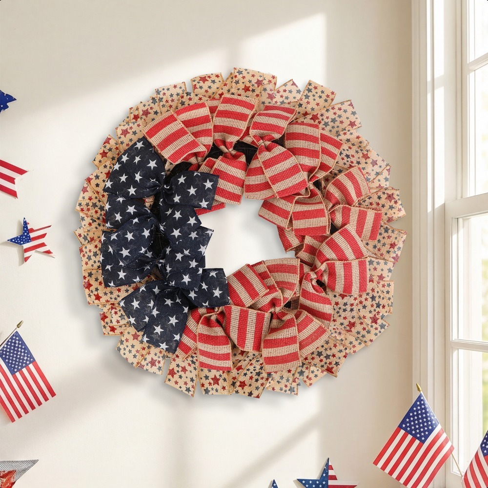 24 Inch Patriotic Burlap Wreat - Home Decor Usa recension och pris
