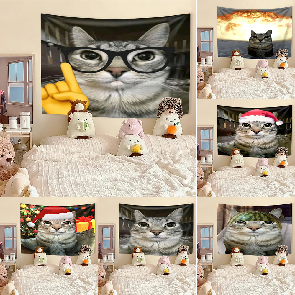 Funny Cat Meme Tapestry, Kawai - Aesthetic Tapestry recension och pris