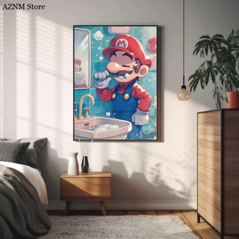 Funny Bathroom Cartoon Video G - Watercolor Poster Print recension och pris