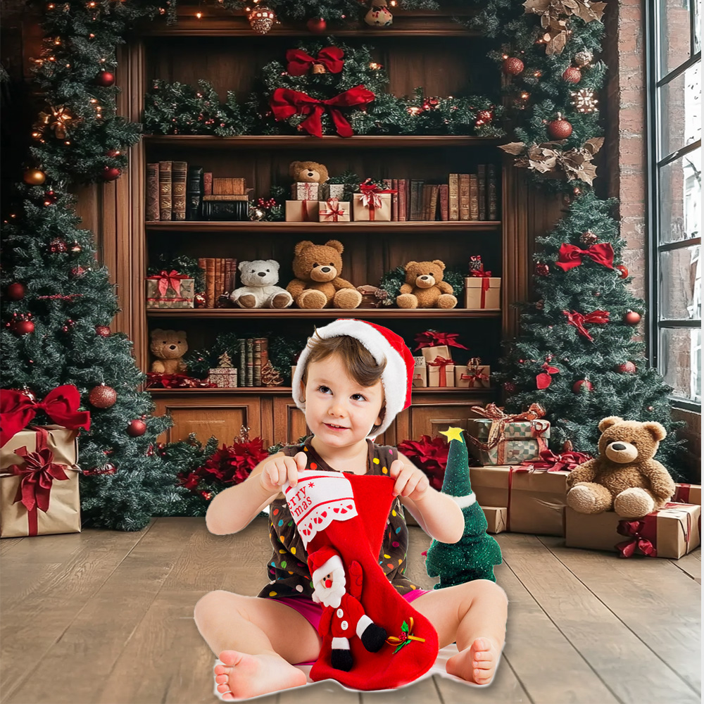 Christmas Doll Bear Photograph - Home Decor Vinyl Flooring recension och pris