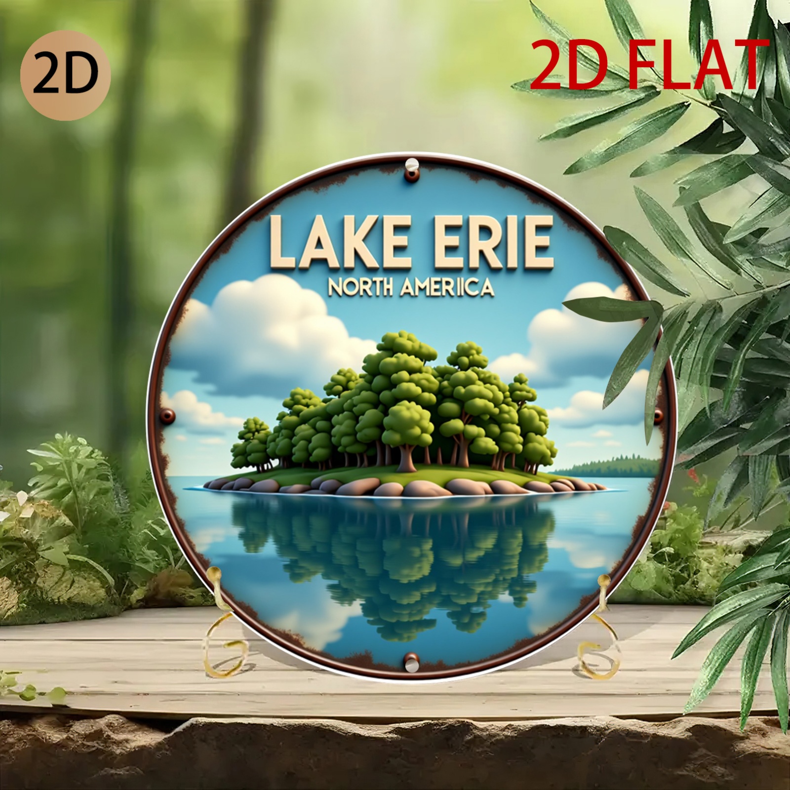 2D Flat Circular Lake Erie Log - Home Decor Logo Design recension och pris