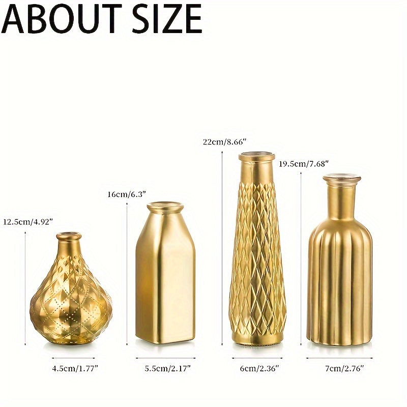 Golden Glass Vase, Cylindrical - Home Decor Vase With Flowers recension och pris