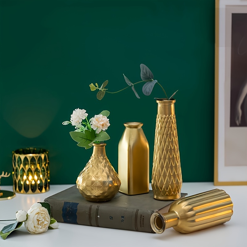 Golden Glass Vase, Cylindrical - Home Decor Vase With Flowers recension och pris