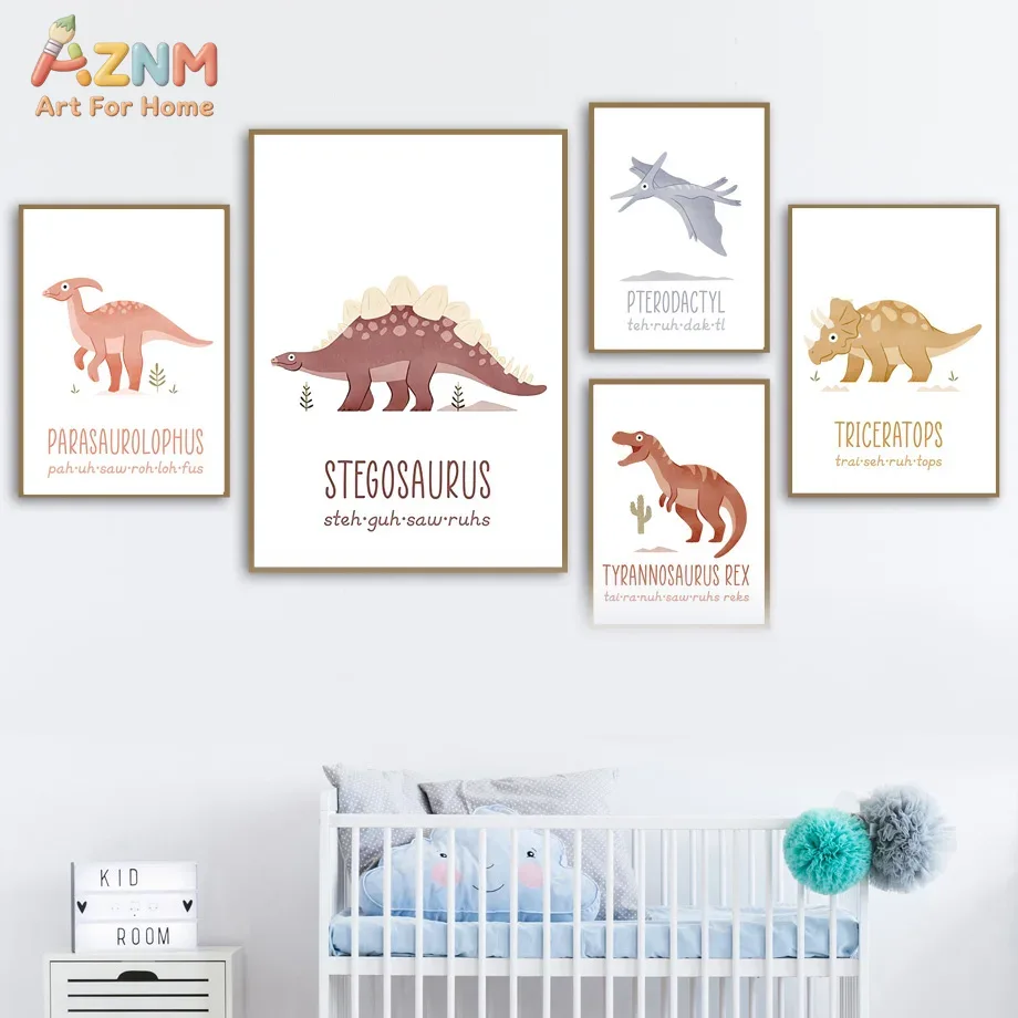 AZNM Cute Watercolor Dinosaur  - Watercolor Poster Print recension och pris