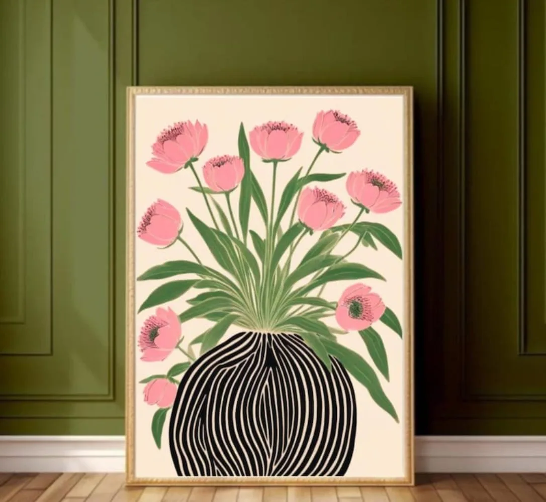 A Frameless Floral Poster,Mati - Home Decor Vase With Flowers recension och pris
