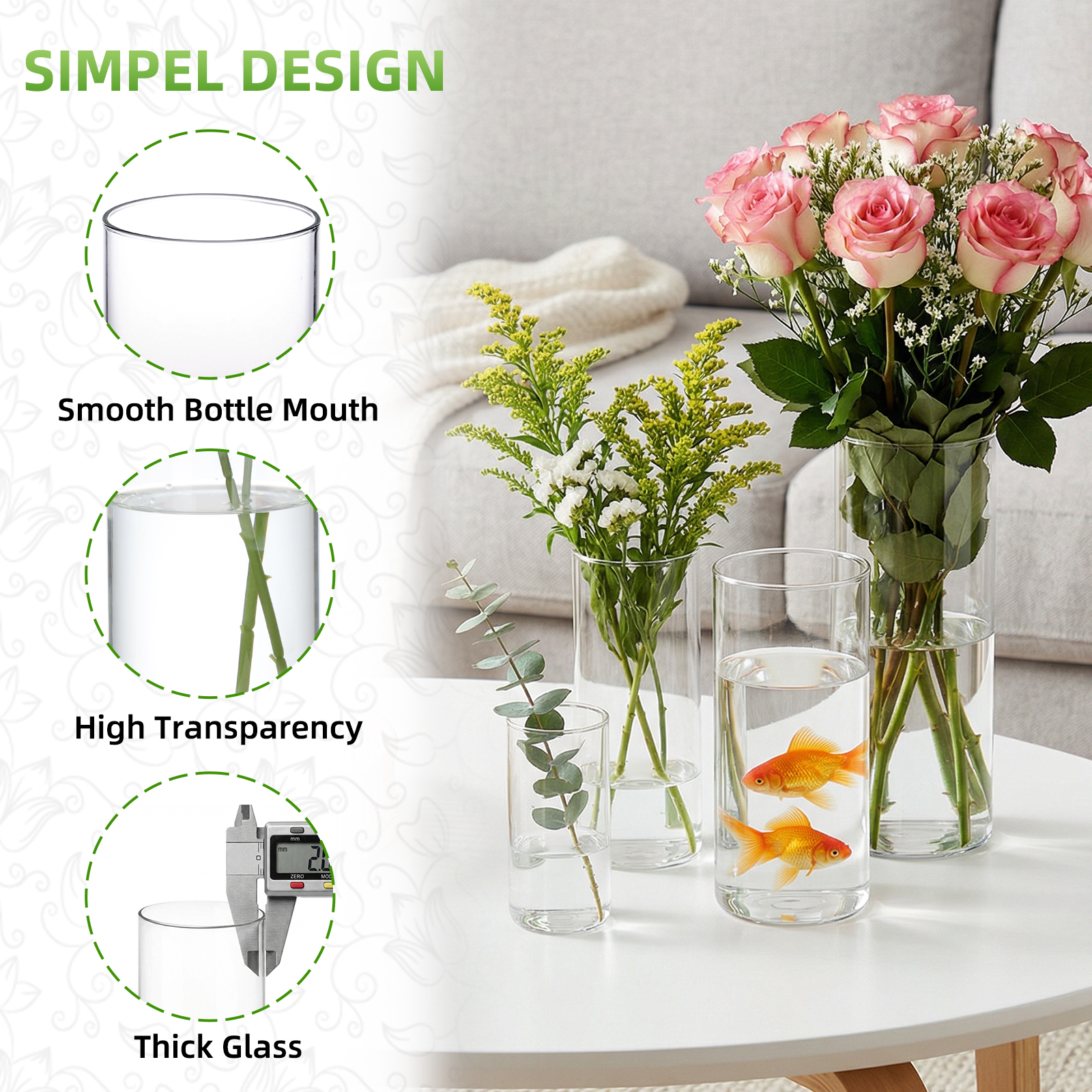 36pcs Clear Glass Cylinder Vas - Home Decor Vase With Flowers recension och pris