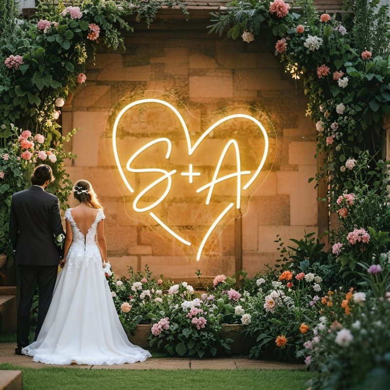 Custom Initials Heart LED Neon - Neon Sign Led Custom recension och pris