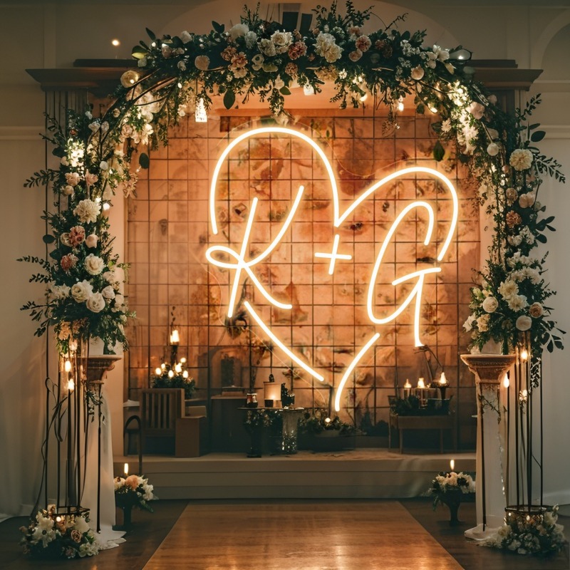 Custom Initials Heart LED Neon - Neon Sign Led Custom recension och pris