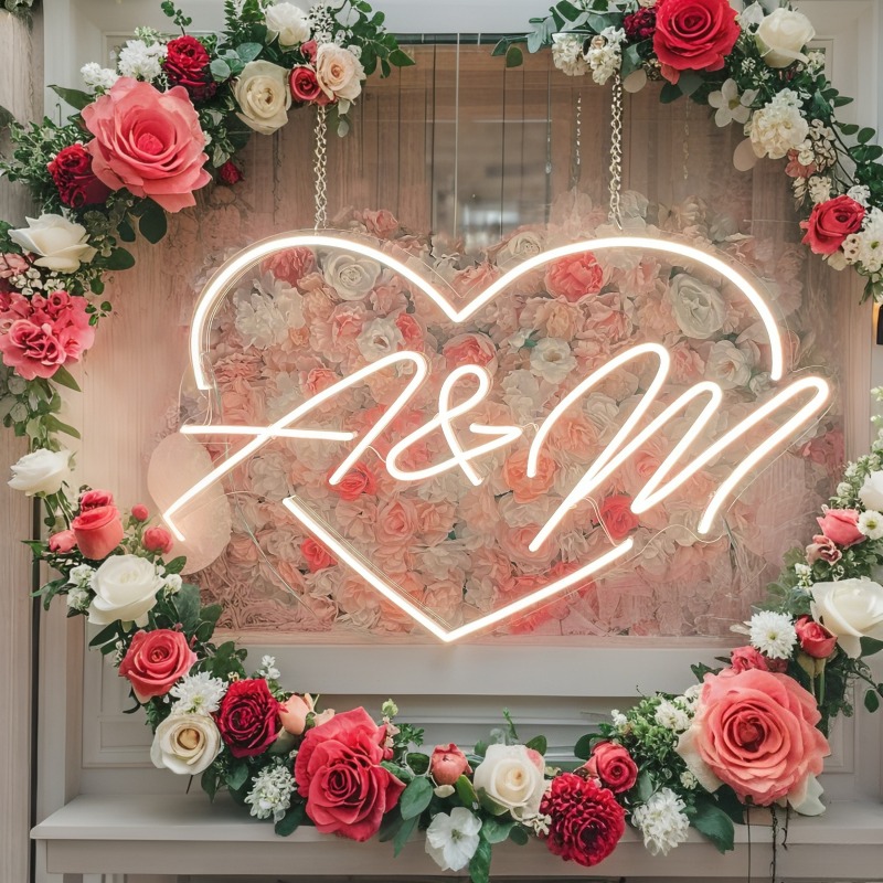 Custom Initials Heart LED Neon - Neon Sign Led Custom recension och pris