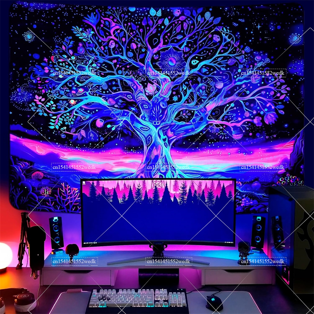 Blacklight Tree Life Tapestry  - Aesthetic Tapestry recension och pris