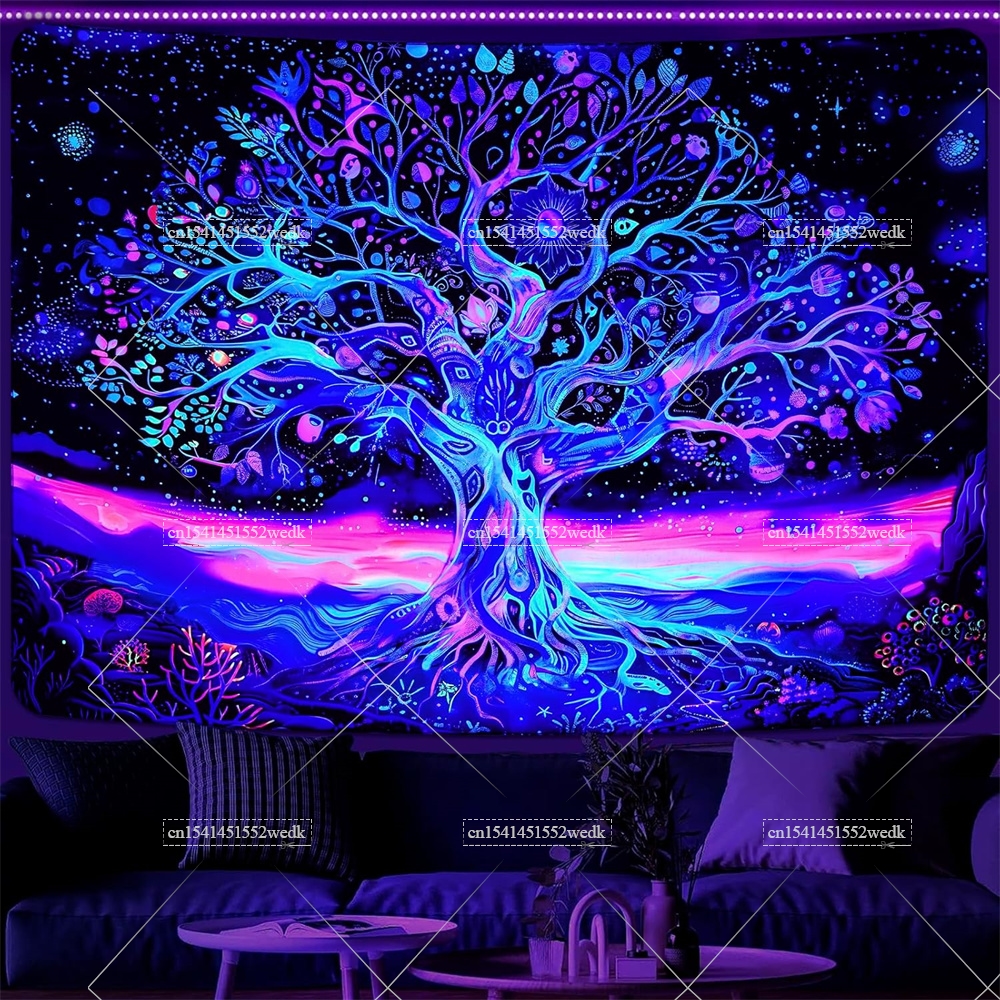 Blacklight Tree Life Tapestry  - Aesthetic Tapestry recension och pris