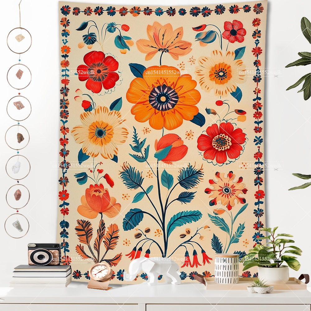 Boho Vintage Mexican Flowers T - Aesthetic Tapestry recension och pris
