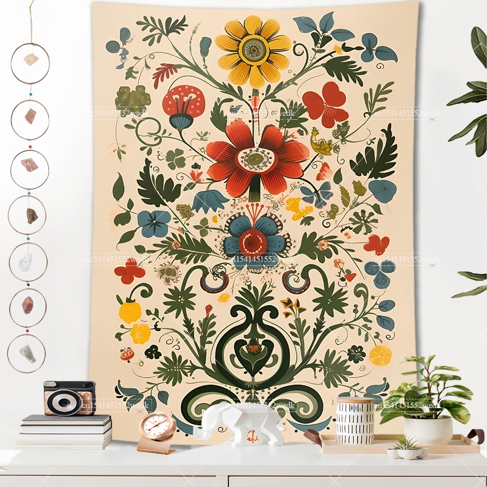 Boho Vintage Mexican Flowers T - Aesthetic Tapestry recension och pris