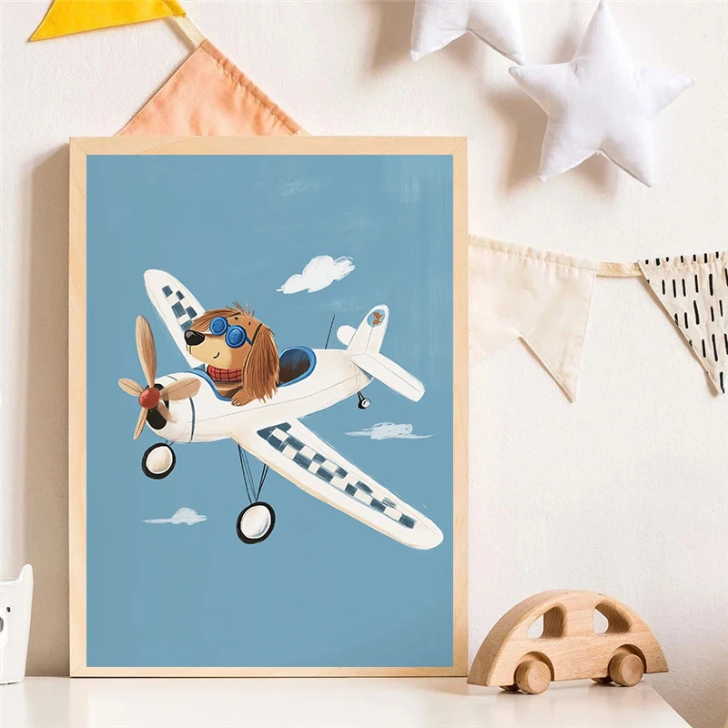 Dog Airplane Lion in Car Anima - Watercolor Poster Print recension och pris