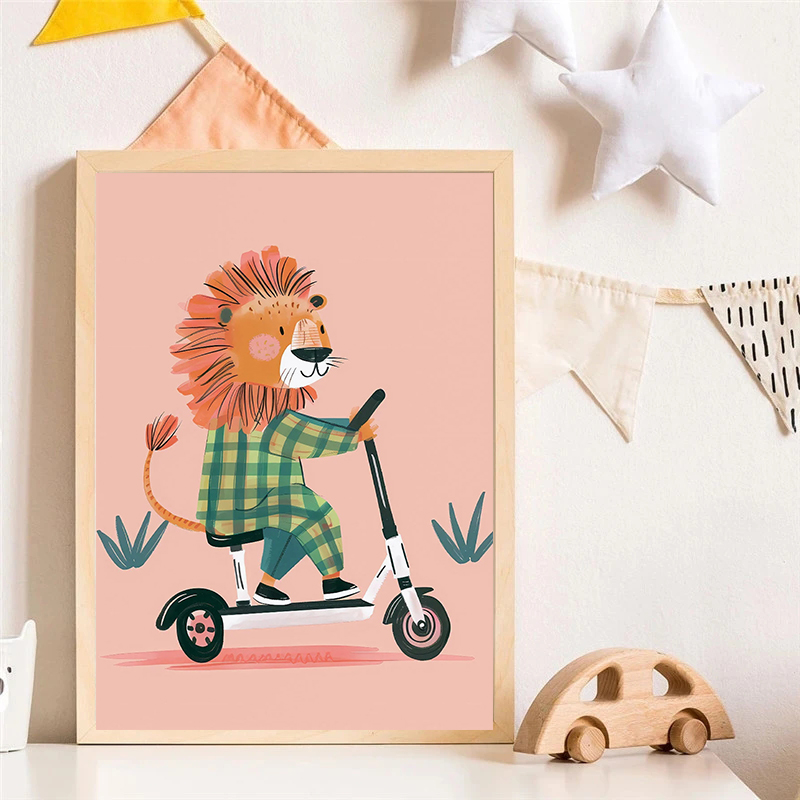 Dog Airplane Lion in Car Anima - Watercolor Poster Print recension och pris