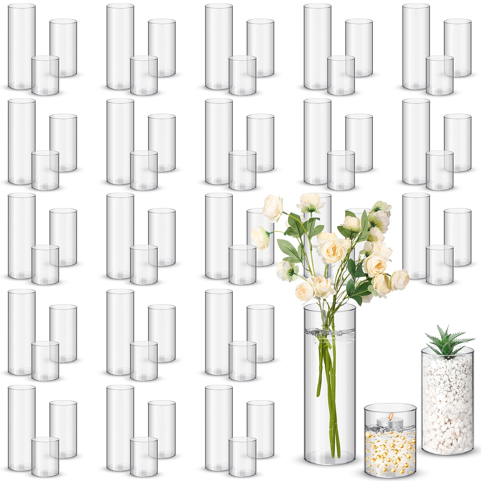 60-Piece Clear Tall Cylinder V - Home Decor Vase With Flowers recension och pris