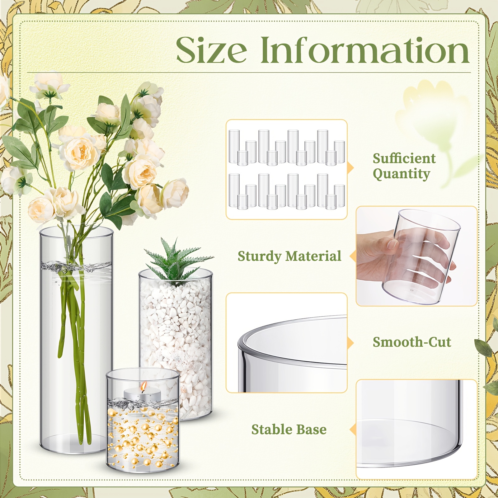 60-Piece Clear Tall Cylinder V - Home Decor Vase With Flowers recension och pris