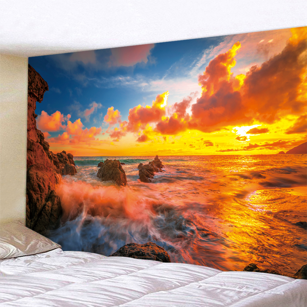 Seaside Beach Sunset Psychedel - Aesthetic Tapestry recension och pris