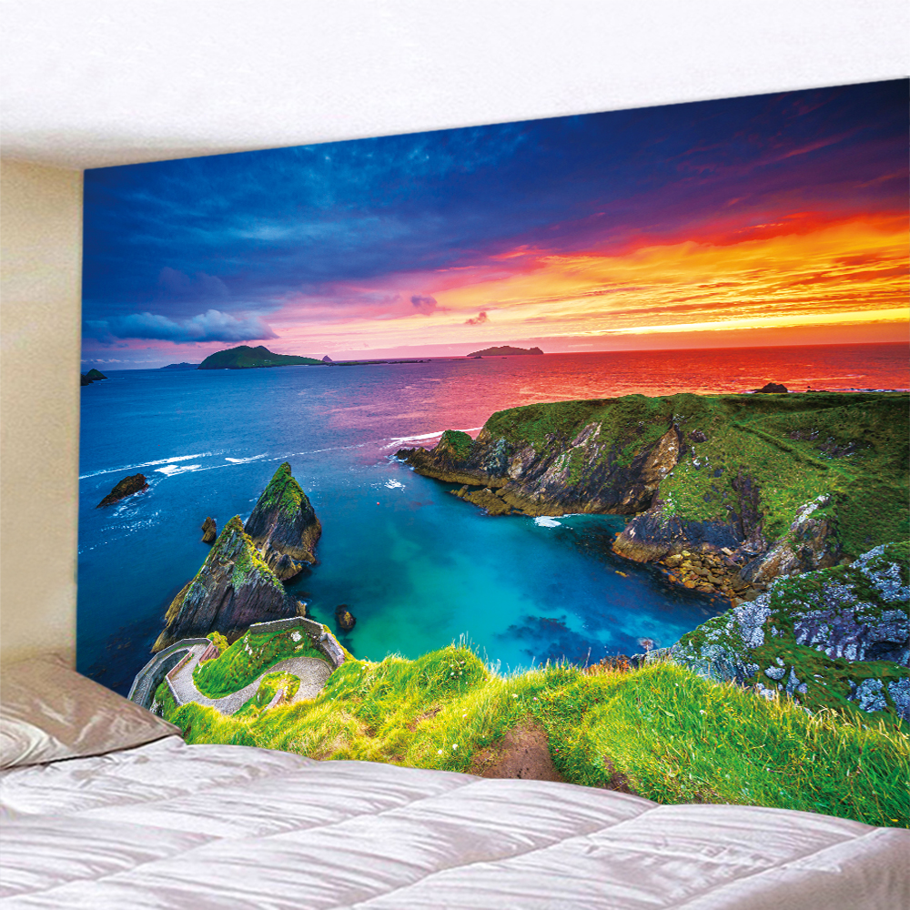 Seaside Beach Sunset Psychedel - Aesthetic Tapestry recension och pris