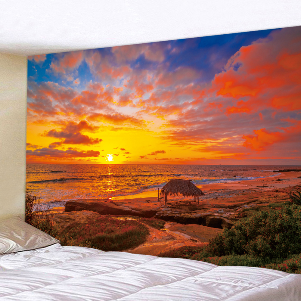 Seaside Beach Sunset Psychedel - Aesthetic Tapestry recension och pris