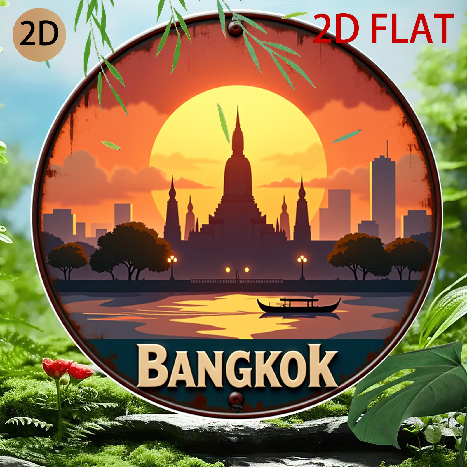 2D Flat, 2d Flat Bangkok Sunse - Home Decor Logo Design recension och pris