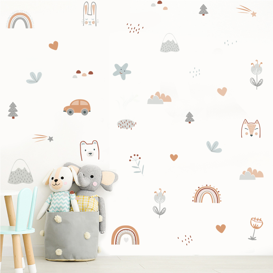 Cartoon Rainbow Animals Faces  - Home Decor Vinyl Flooring recension och pris