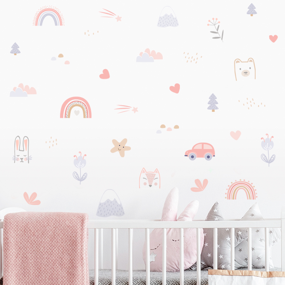 Cartoon Rainbow Animals Faces  - Home Decor Vinyl Flooring recension och pris