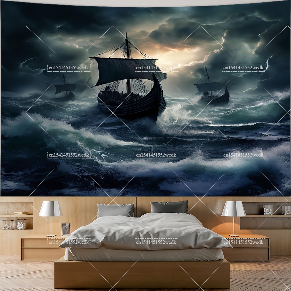 Viking Longship Tapestry Ancie - Aesthetic Tapestry recension och pris