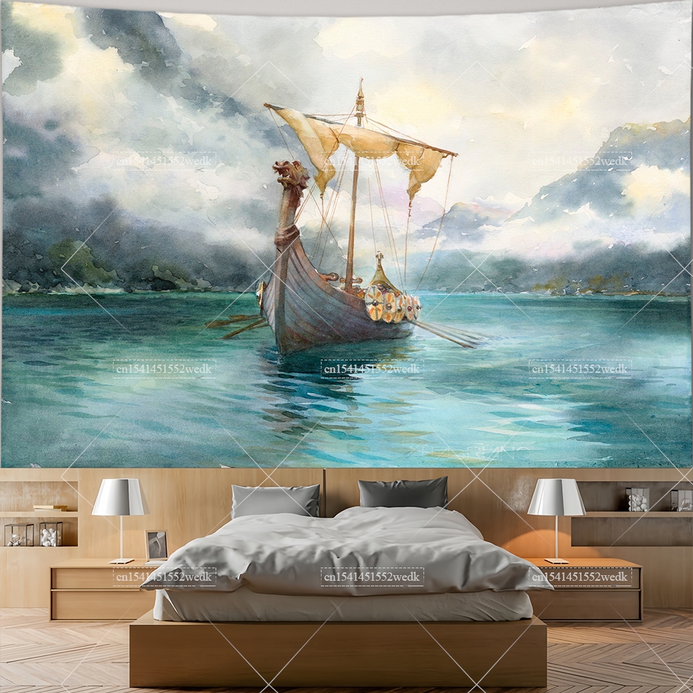 Viking Longship Tapestry Ancie - Aesthetic Tapestry recension och pris