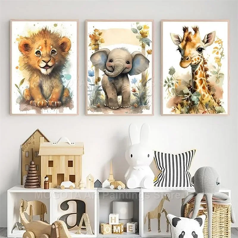 Watercolor Lion Giraffe Tiger  - Watercolor Poster Print recension och pris