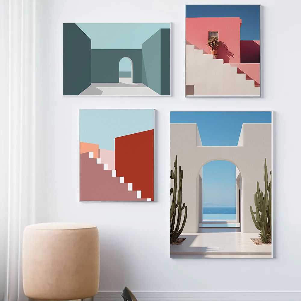 Minimalist Architectural Desig - Watercolor Poster Print recension och pris