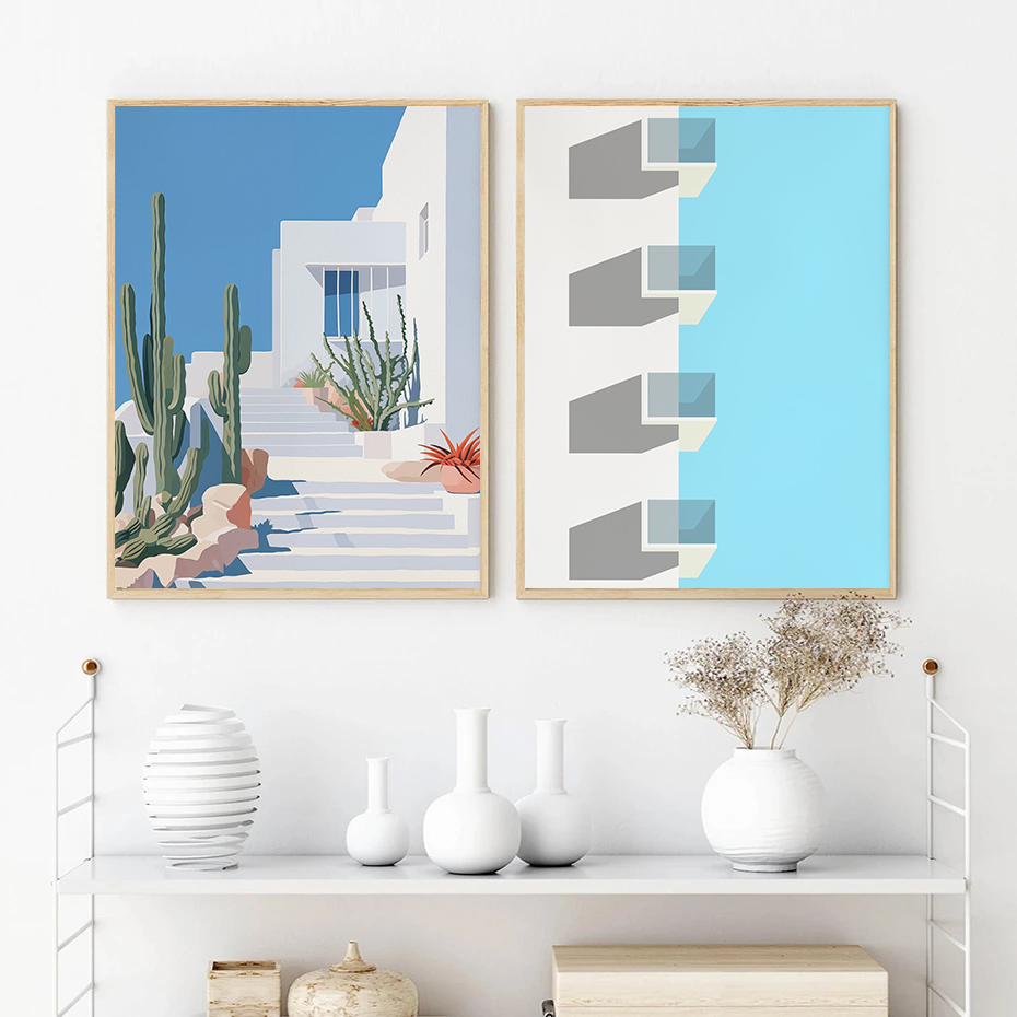 Minimalist Architectural Desig - Watercolor Poster Print recension och pris