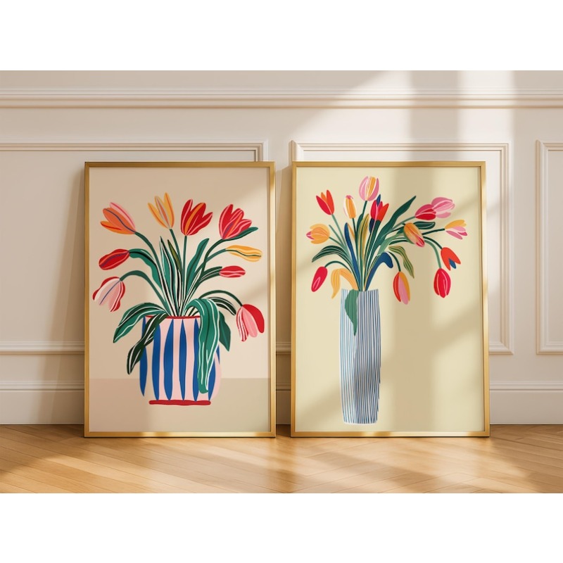 2pcs Tulip Flowers Canvas Wall - Home Decor Vase With Flowers recension och pris